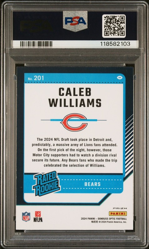2024 PANINI DONRUSS OPTIC RED MOJO #201 CALEB WILLIAMS PSA 8 view 2