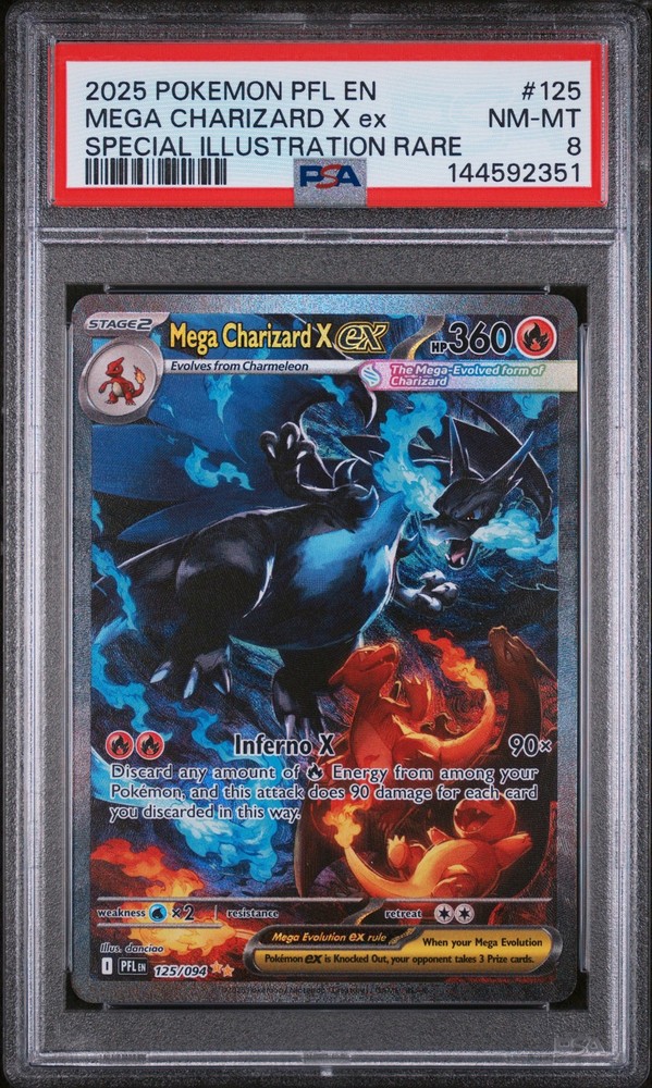 2025 POKEMON PHANTASMAL FLAMES SPECIAL ILLUSTRATION MEGA CHARIZARD X EX PSA 8