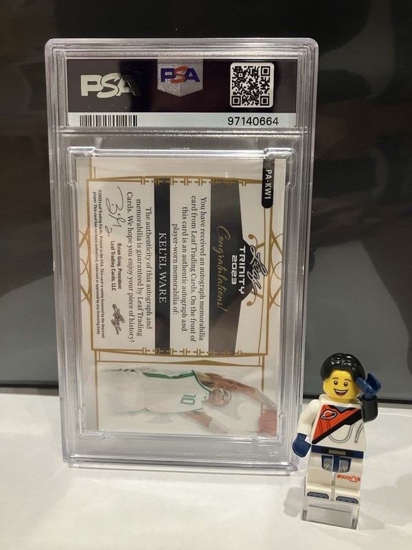 Signed Leaf Kel’el Ware Card With Game Worn Patch PSA Encapsulated Very Unique view 2