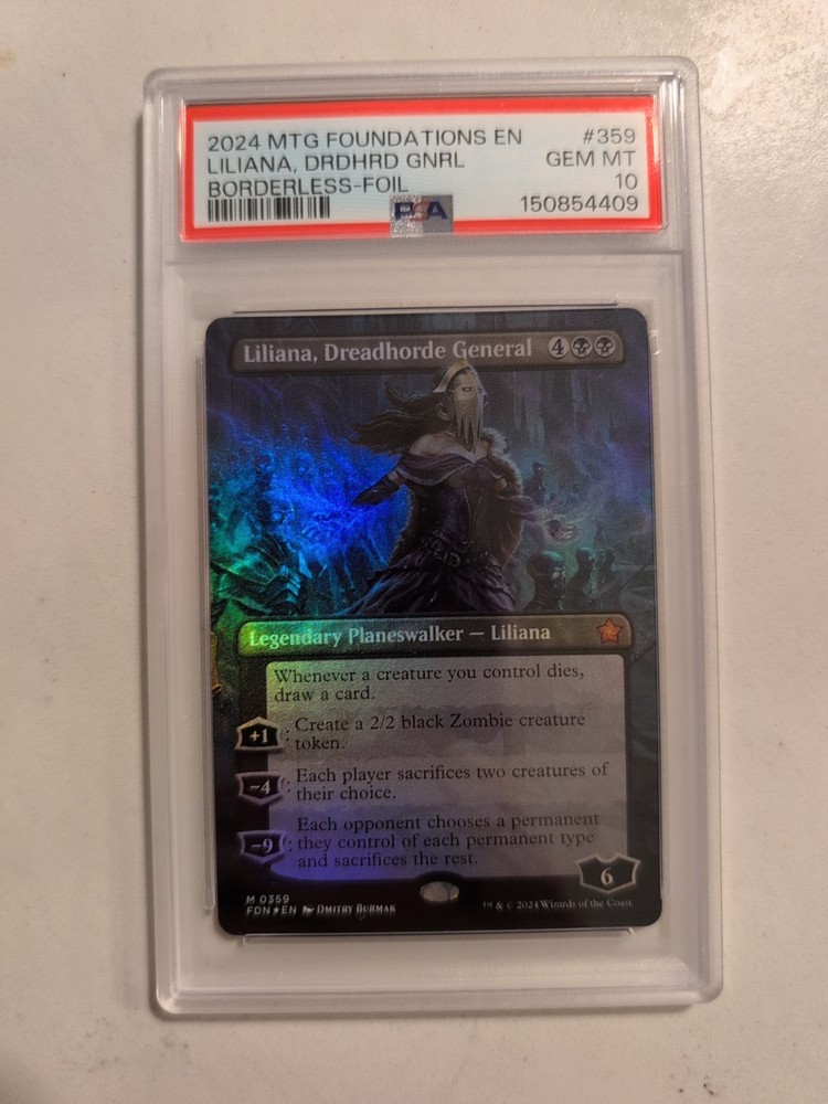 MTG Liliana, Dreadhorde General (Borderless) #359 (Foil) Foundations PSA 10