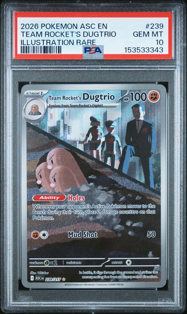2026 POKEMON ASC EN-ASCENDED HEROES #239 TEAM ROCKET'S DUGTRIO PSA 10