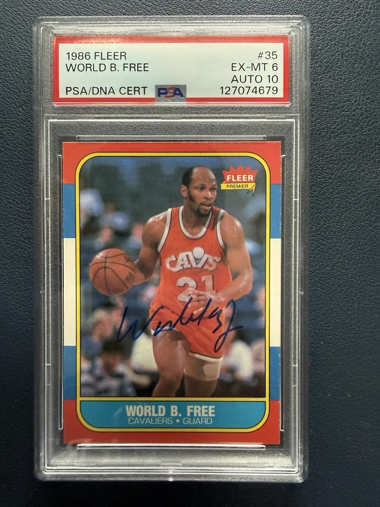 1986-87 Fleer World Free Signed #35 Cleveland Cavaliers PSA 6 Autograph 10