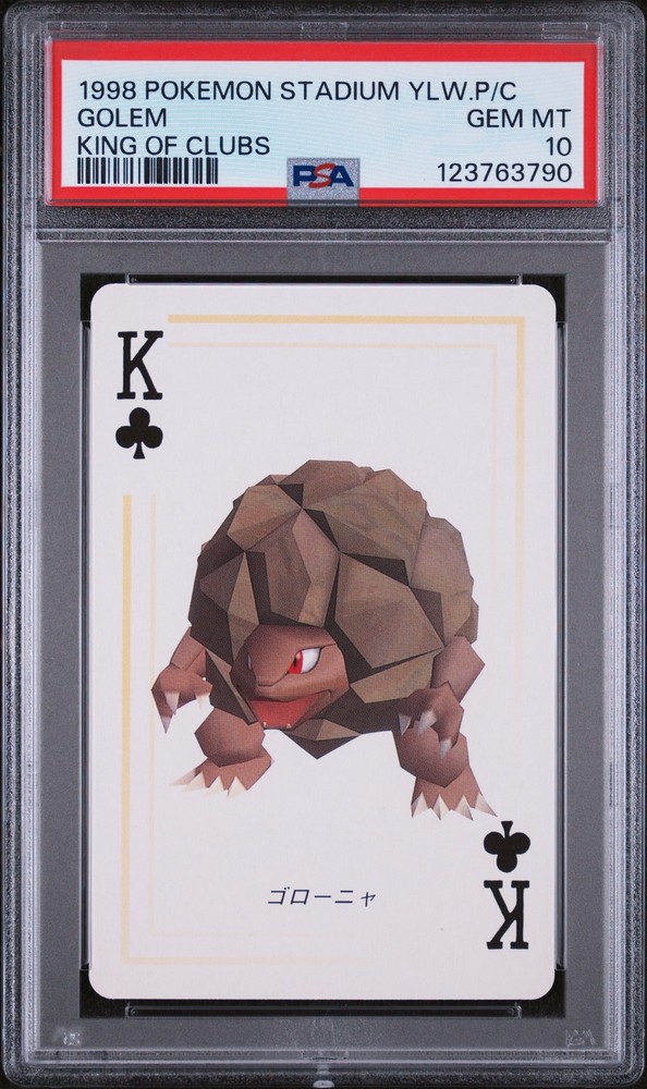 1998 POKEMON STADIUM YELLOW VERSION PLAYING CARDS KING OF CLUBS GOLEM PSA 10