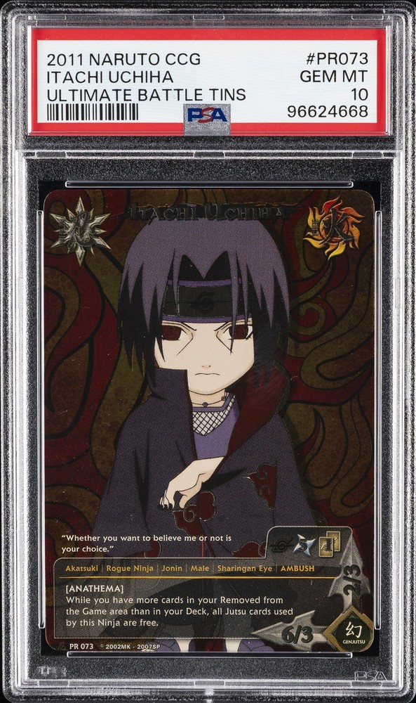 2011 NARUTO CCG ULTIMATE BATTLE TINS #PR073 ITACHI UCHIHA PSA 10