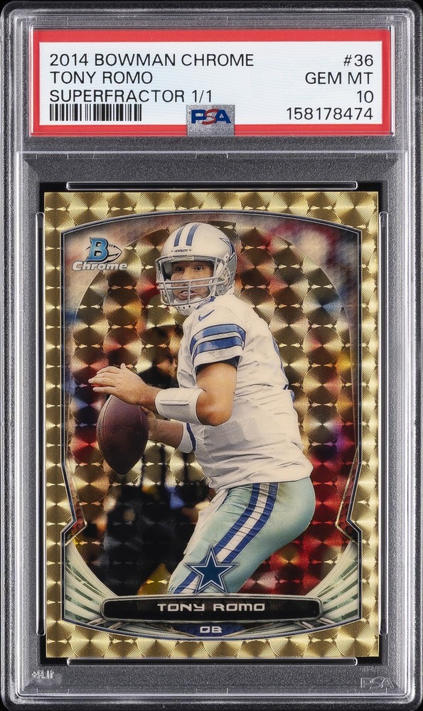 2014 BOWMAN CHROME SUPERFRACTOR 1/1 #36 TONY ROMO 1/1 PSA 10