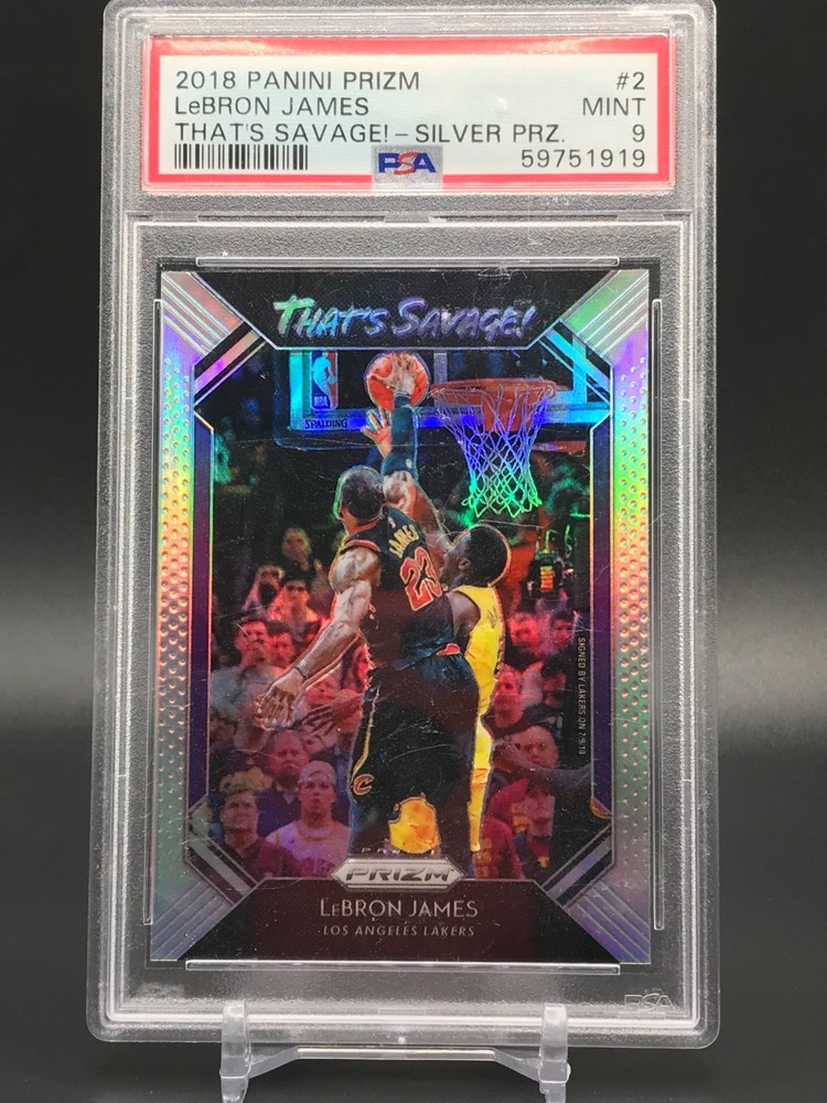 2018-19 Panini Prizm - That's Savage! LeBron James #2 Silver Prizm PSA 9