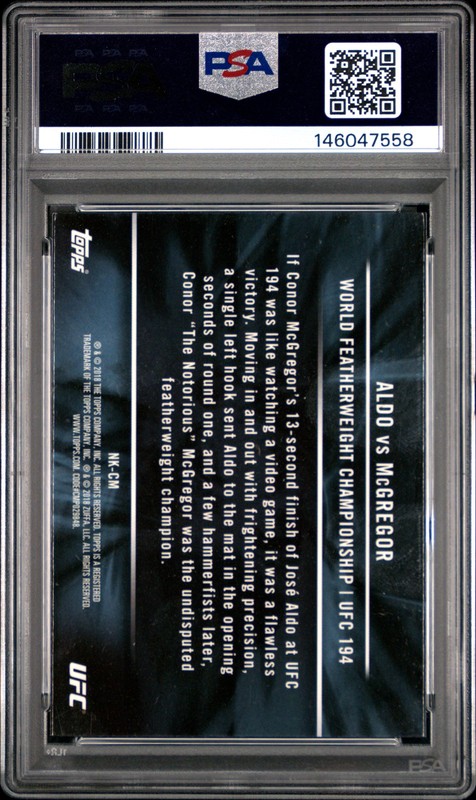 2018 TOPPS UFC CHROME NOTABLE KNOCKOUTS #NKCM CONOR MCGREGOR PSA 10 view 2