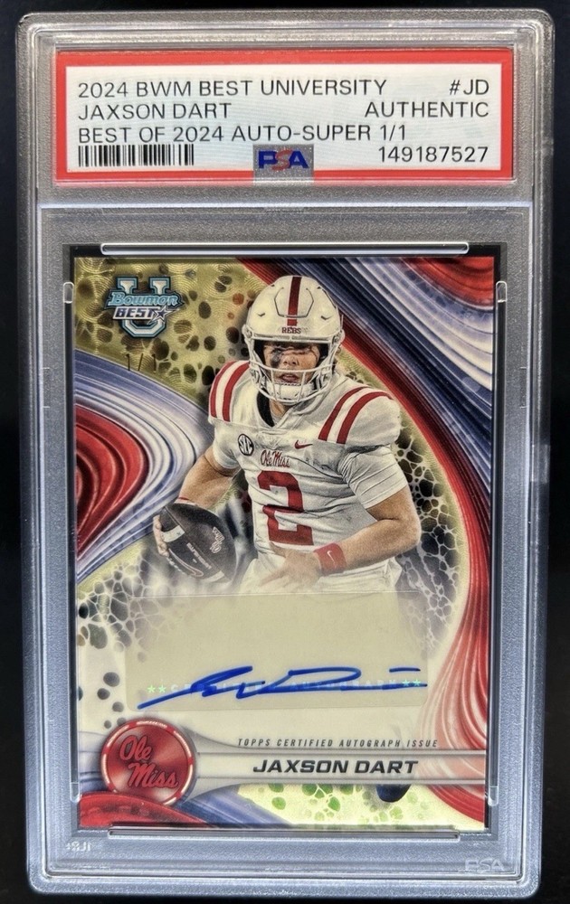 2024 Bowman U Jaxson Dart Auto Superfractor #1/1 PSA Authentic Chaser Read