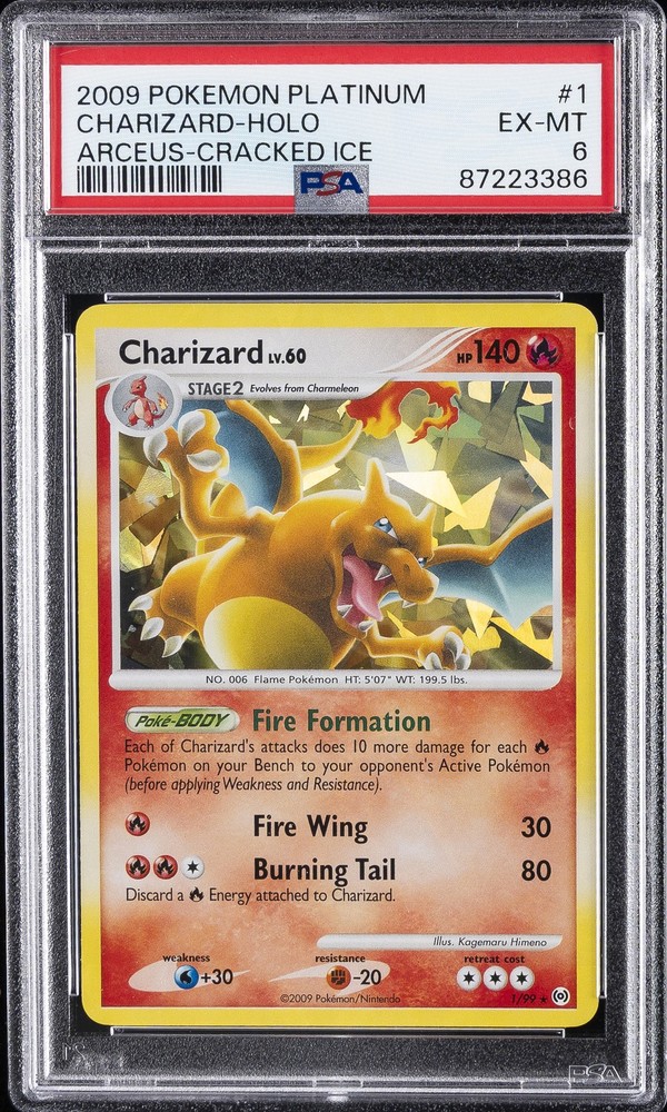 2009 POKEMON PLATINUM ARCEUS CRACKED ICE #1 CHARIZARD-HOLO PSA 6
