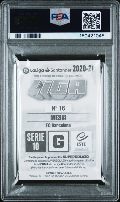 2020 PANINI COLECCIONES ESTE LA LIGA SPANISH SERIE 10 #16 LIONEL MESSI PSA 9 view 2