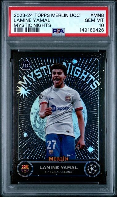 2023-24 Topps Merlin UCC Mystic Nights MN8 Lamine Yamal (RC) PSA 10