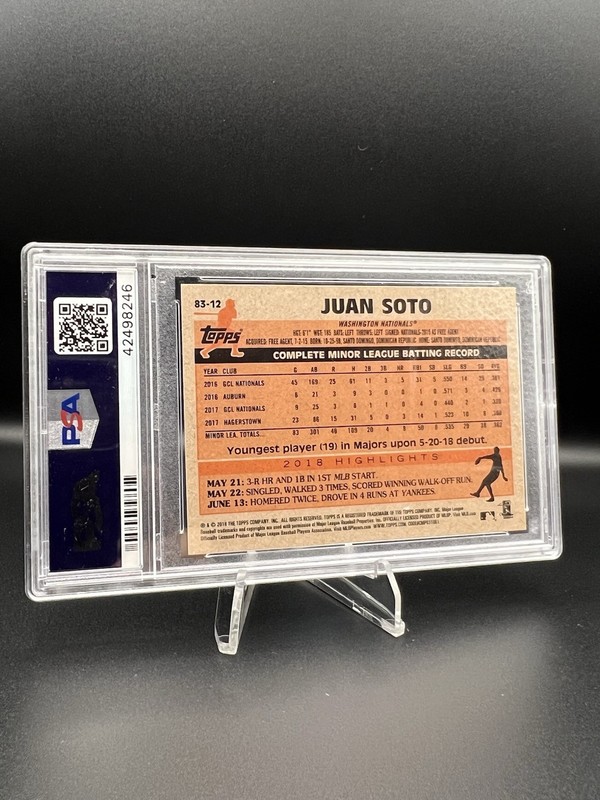 2018 Topps Update Juan Soto Rookie #83-12 1983 Design PSA 10  view 2