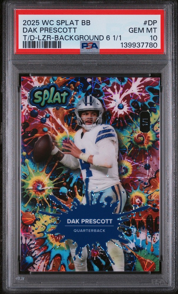 2025 WILD CARD SPLAT BREAKERS BRICK TIEDYE #DP DAK PRESCOTT 1/1 PSA 10