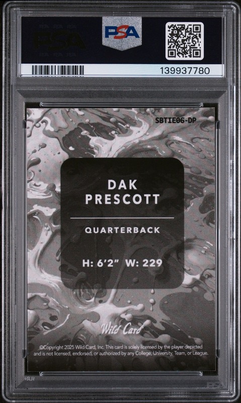 2025 WILD CARD SPLAT BREAKERS BRICK TIEDYE #DP DAK PRESCOTT 1/1 PSA 10 view 2