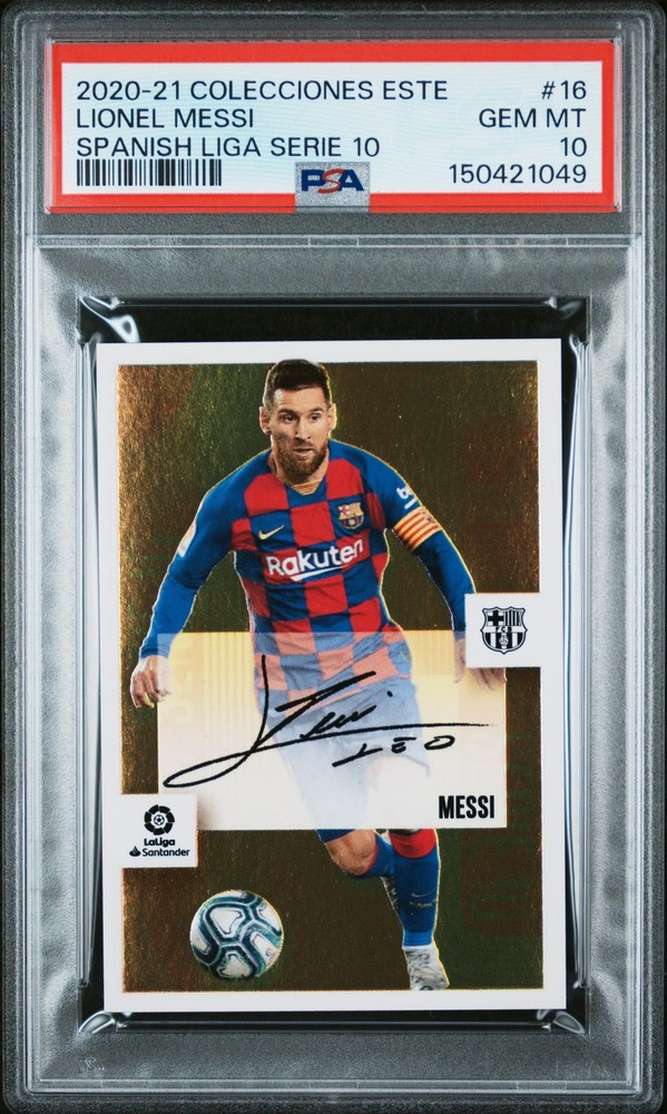 2020 PANINI COLECCIONES ESTE LA LIGA SPANISH SERIE 10 #16 LIONEL MESSI PSA 10