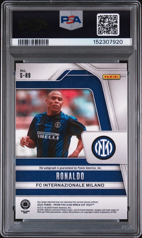 2025 PANINI PRIZM FIFA CLUB WORLD CUP SIGNATURES #S-R9 RONALDO PSA 10 view 2