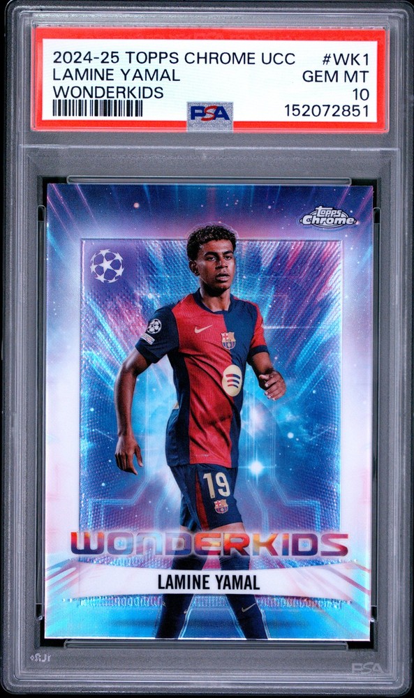2024-25 TOPPS CHROME UEFA CLUB COMPETITIONS WONDERKIDS #WK1 LAMINE YAMAL PSA 10