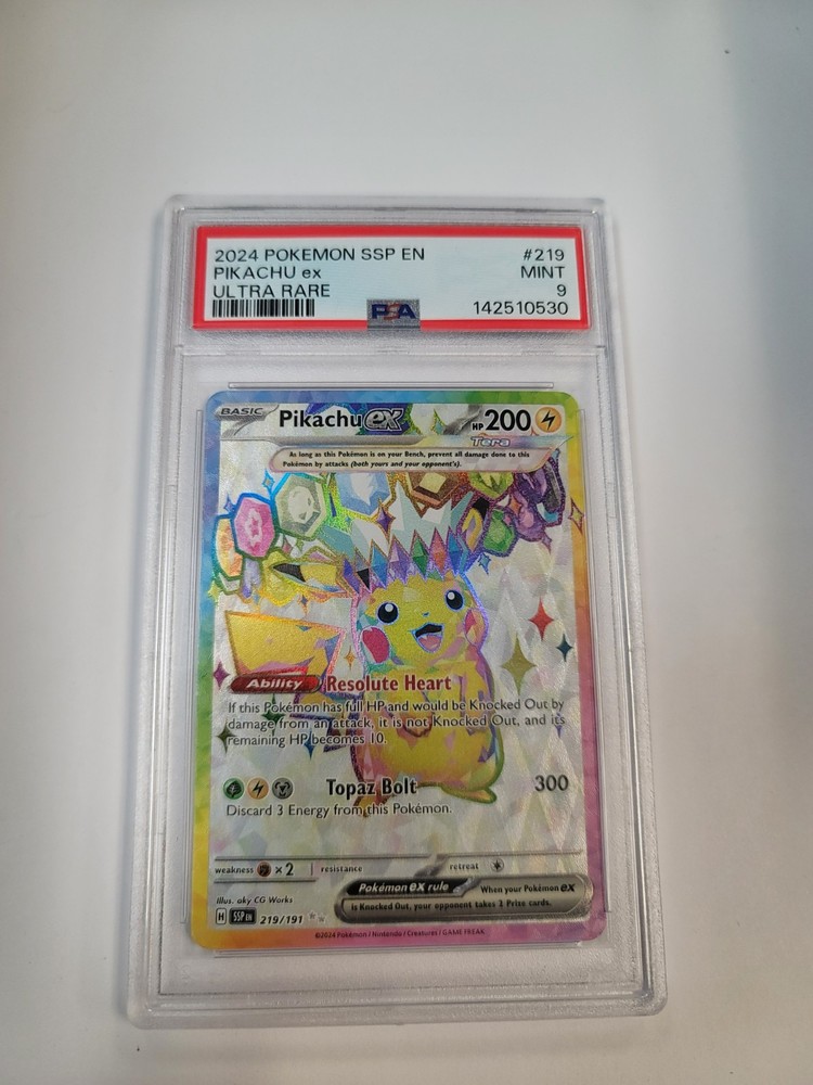 Pikachu ex Ultra Rare 2024 Pokemon SSP Surging Sparks EN #219 PSA 9 Mint