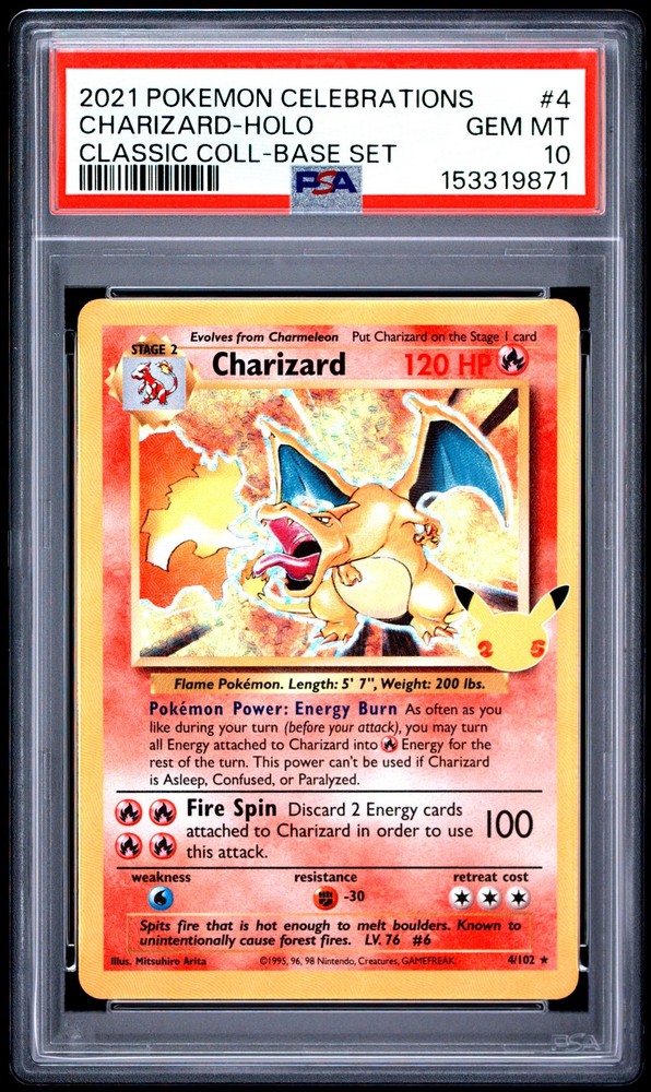 2021 POKEMON CELEBRATIONS CLASSIC COLLECTION #4 CHARIZARD-HOLO PSA 10