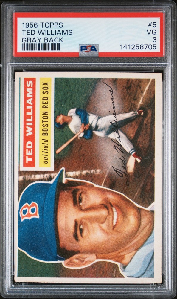 1956 TOPPS GRAY BACK #5 TED WILLIAMS PSA 3