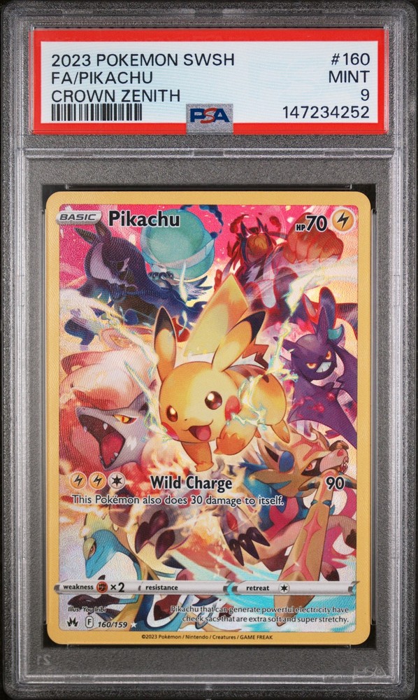2023 POKEMON SWORD & SHIELD CROWN ZENITH #160 FULL ART/PIKACHU PSA 9