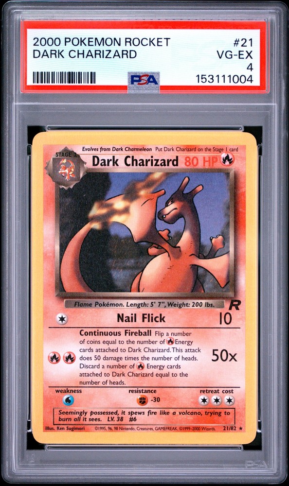 2000 POKEMON ROCKET #21 DARK CHARIZARD PSA 4