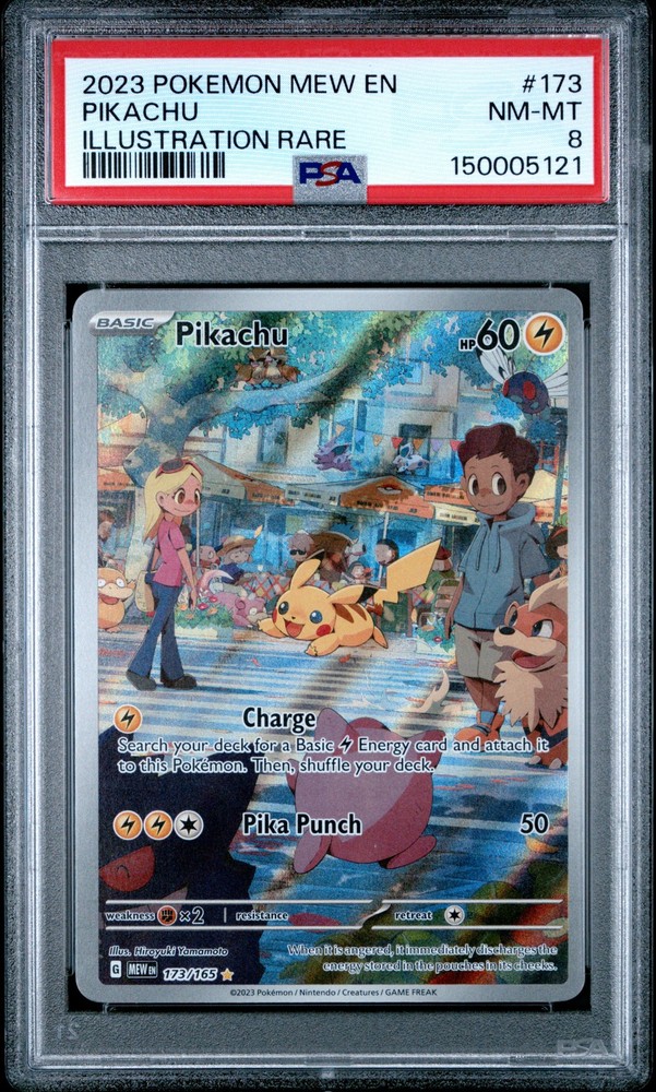 2023 POKEMON MEW EN-151 ILLUSTRATION RARE #173 PIKACHU PSA 8
