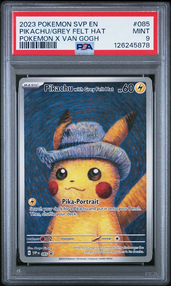 2023 POKEMON SVP EN-SV BLACK STAR PROMO #085 PIKACHU WITH GREY FELT HAT PSA 9