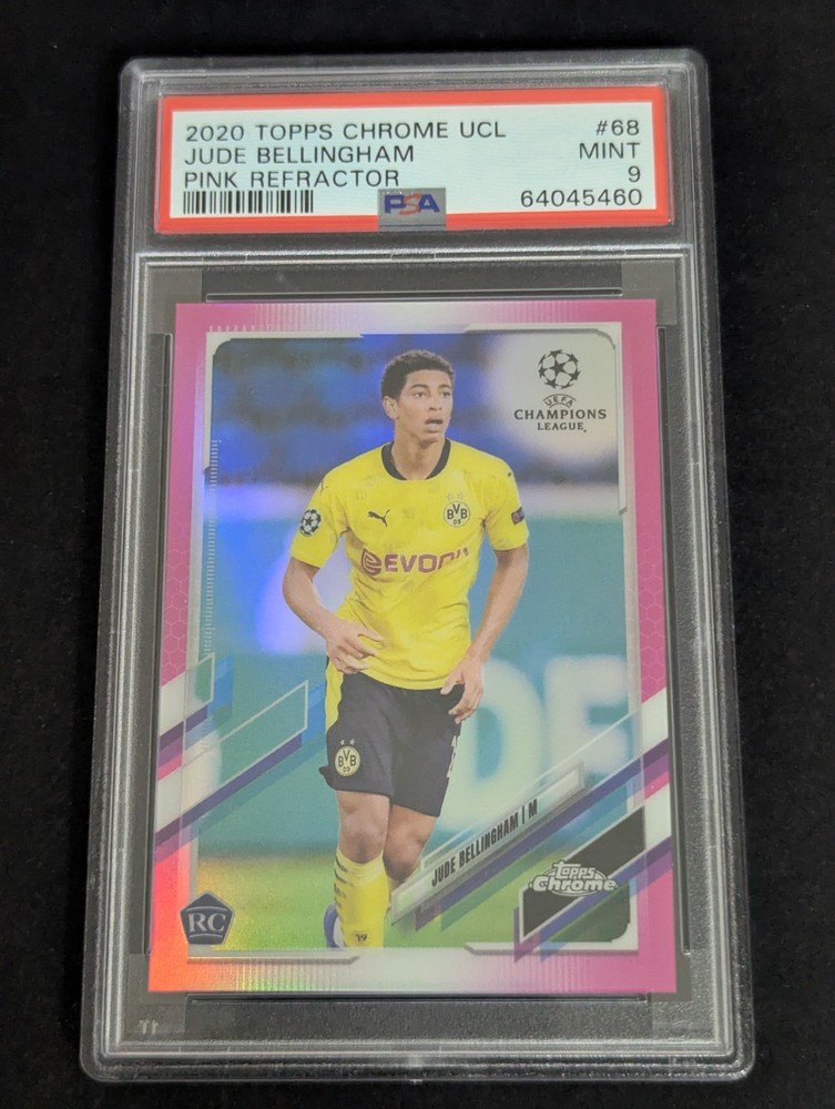 2020 Topps Chrome UCL Jude Bellingham Pink Refractor /175 Rookie RC #68 PSA 9