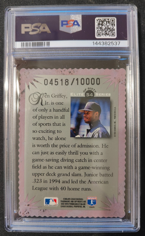 1996 Donruss ELITE Ken Griffey Jr!!!! PSA 9 MINT!!! #'d/10000!!!! TOUGH GRADE!!! view 2