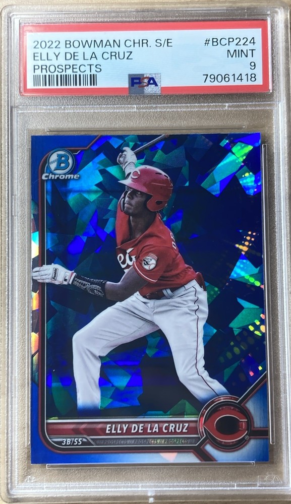 2022 Bowman Chrome Sapphire Elly De La Cruz Prospects #BCP-224 Reds PSA 9