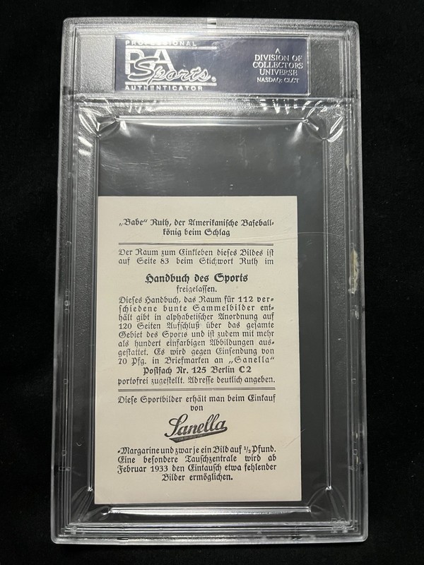 1932 Sanella Margarine Babe Ruth Type 3 German PSA 4 at bottom with #83 HOF view 2