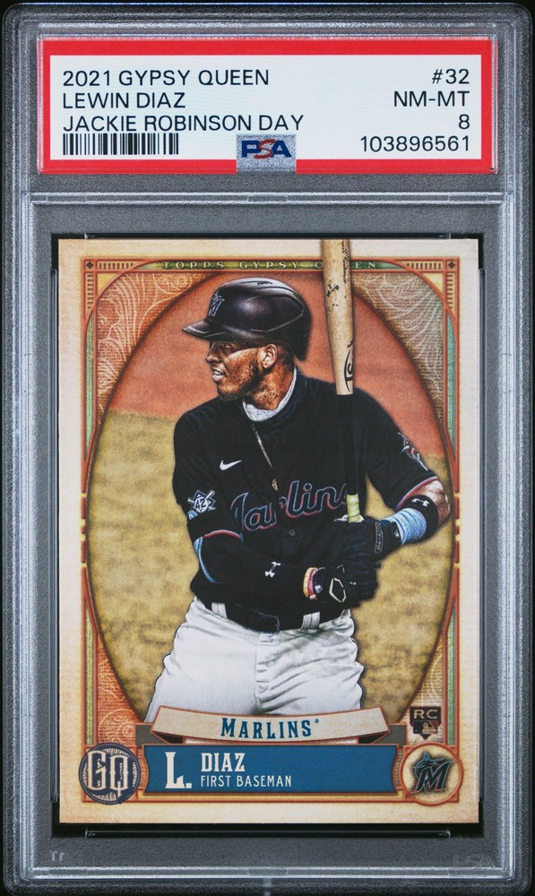 2021 TOPPS GYPSY QUEEN JACKIE ROBINSON DAY #32 LEWIN DIAZ ROOKIE RC PSA 8