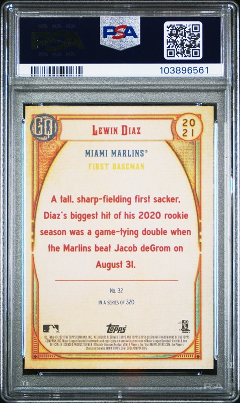 2021 TOPPS GYPSY QUEEN JACKIE ROBINSON DAY #32 LEWIN DIAZ ROOKIE RC PSA 8 view 2