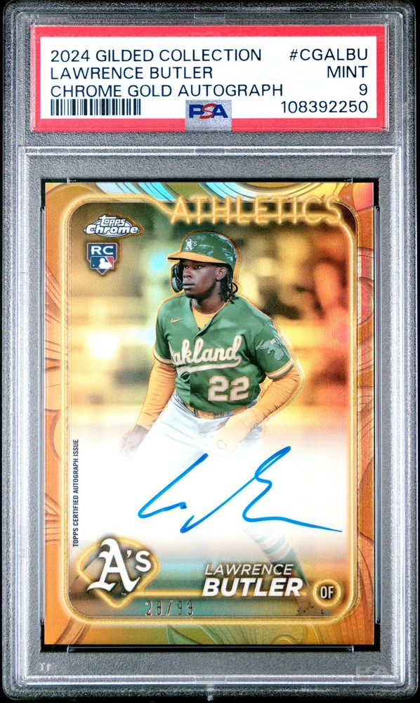 2024 TOPPS GILDED COLLECTION CHROME GOLD AUTO LAWRENCE BUTLER RC 28/99 PSA 9