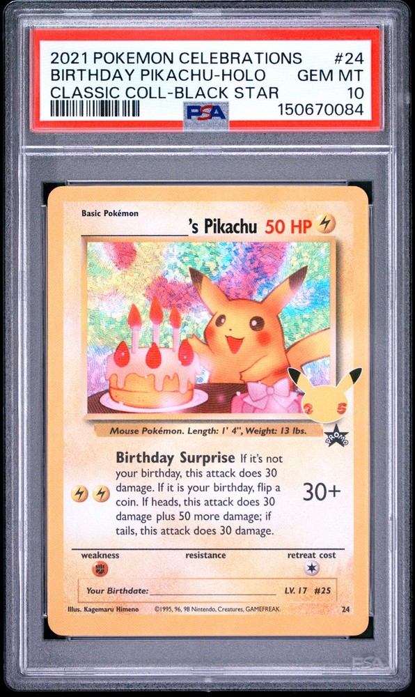 2021 POKEMON CELEBRATIONS CLASSIC COLLECTION #24 BIRTHDAY PIKACHU-HOLO PSA 10