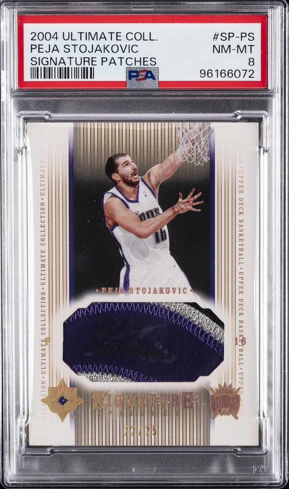 2004 ULTIMATE COLLECTION SIGNATURE PATCHES PEJA STOJAKOVIC 22/25 PSA 8 AUTO