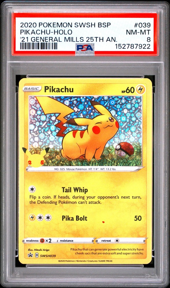 2020 POKEMON SWSH BLACK STAR PROMO #039 PIKACHU-HOLO PSA 8