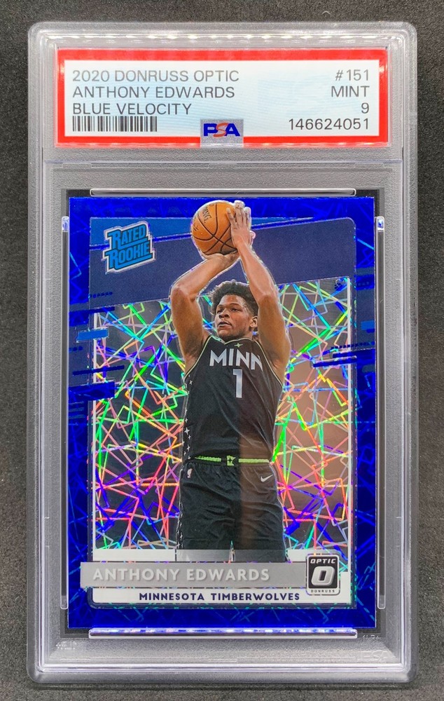 2020 Donruss Optic ANTHONY EDWARDS Blue Velocity Prizm Rookie SP #151 Mint PSA 9