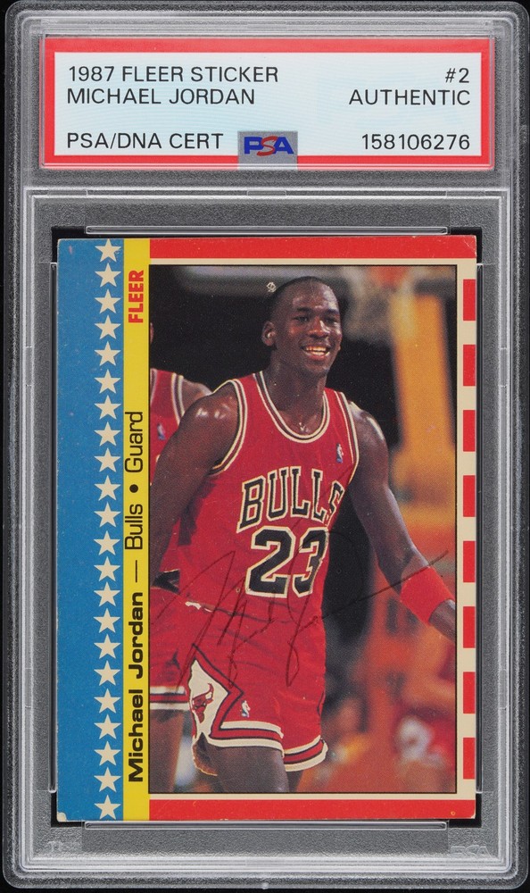 1987 FLEER STICKER #2 MICHAEL JORDAN PSA AUTHENTIC AUTO AUTHENTIC