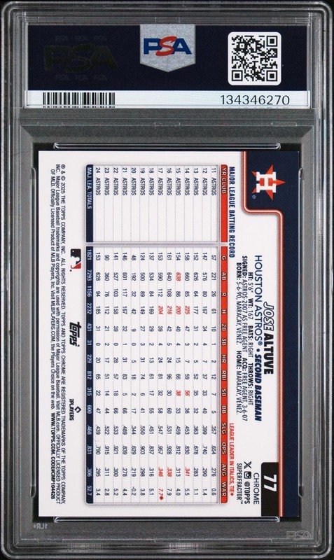 2025 Topps Chrome - Jose Altuve #77 SuperFractor 1/1 PSA view 2