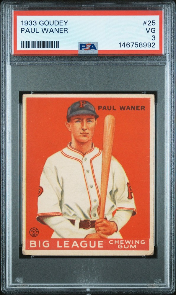 1933 GOUDEY #25 PAUL WANER ROOKIE RC PSA 3