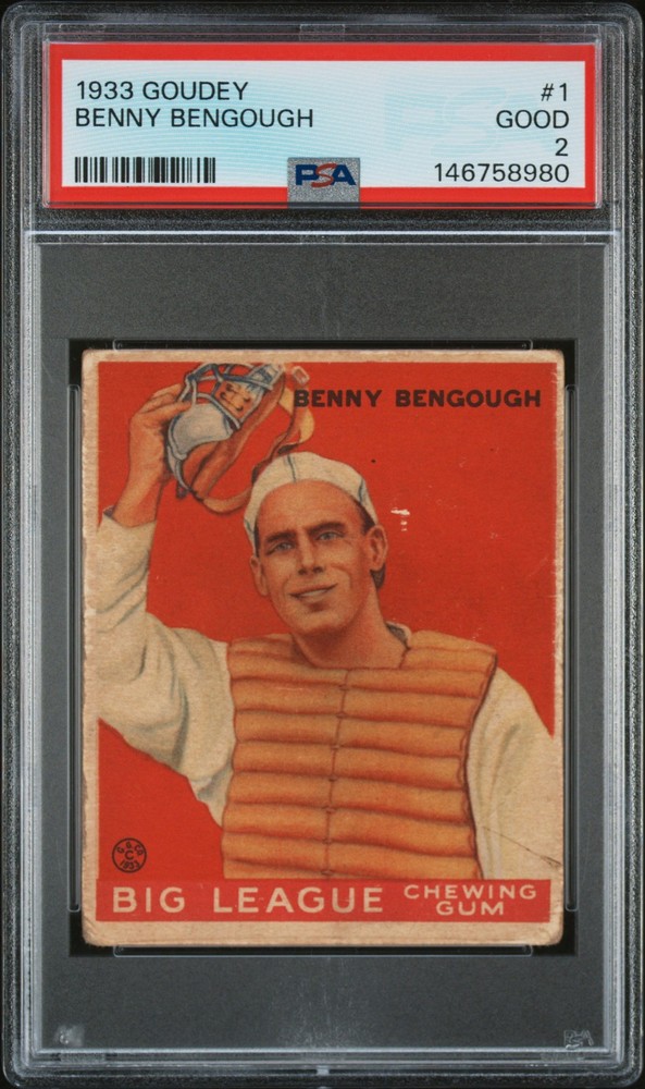 1933 GOUDEY #1 BENNY BENGOUGH ROOKIE RC PSA 2