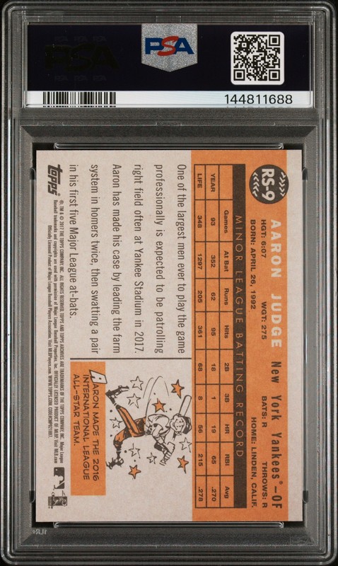 2017 TOPPS ARCHIVES 1960 ROOKIE STAR #RS-9 AARON JUDGE ROOKIE RC PSA 10 view 2