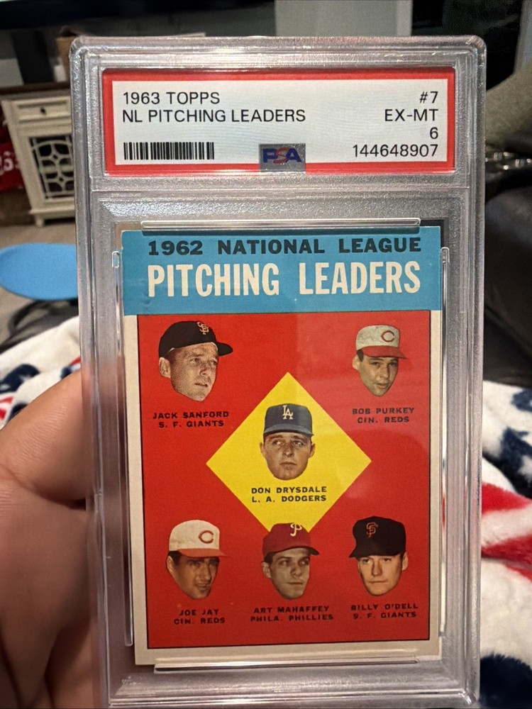 1963 Topps Vintage Baseball NL Pitching Leaders #7 PSA 6 