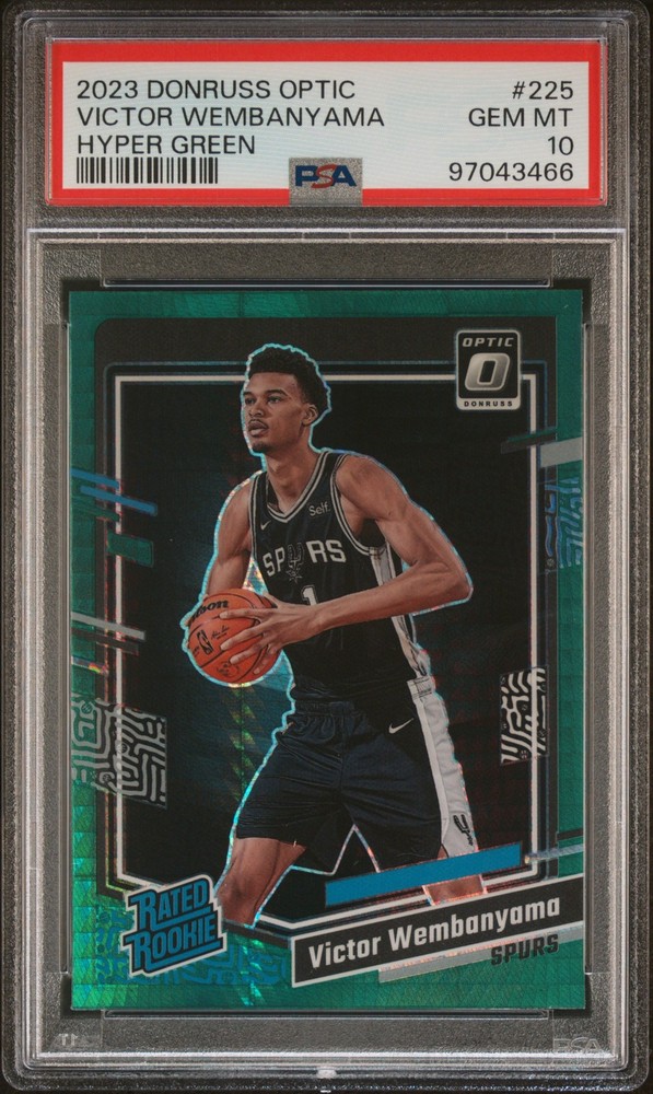 2023 PANINI DONRUSS OPTIC HYPER GREEN #225 VICTOR WEMBANYAMA ROOKIE RC PSA 10