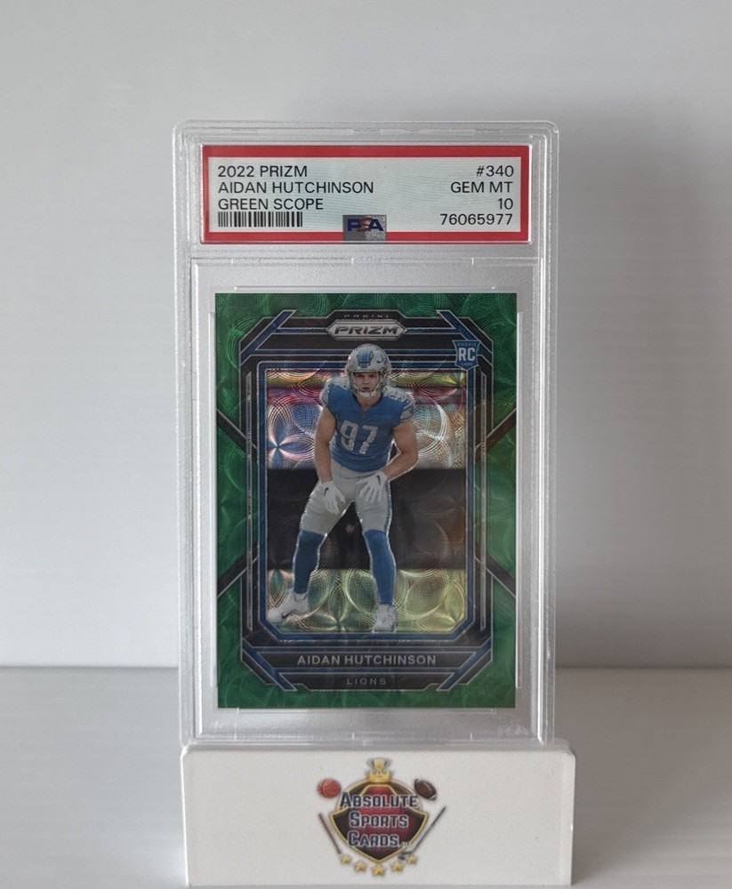 2022 Prizm Green Scope Aidan Hutchinson RC 52/75 PSA 10 GEM MINT Lions