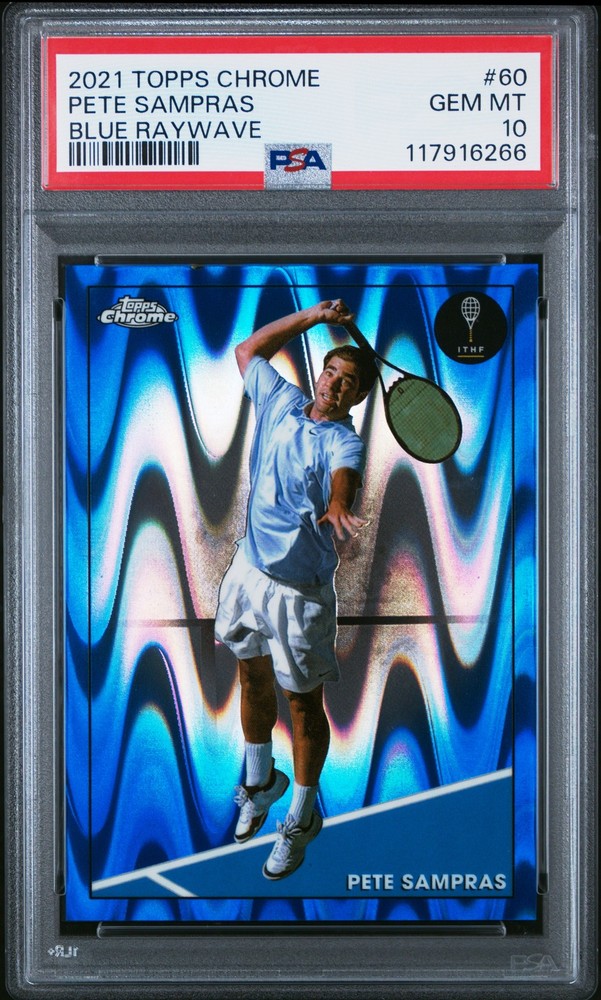 2021 TOPPS CHROME TENNIS BLUE RAYWAVE #60 PETE SAMPRAS 88/99 PSA 10
