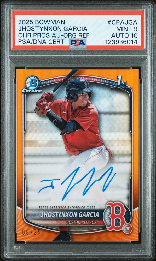 2025 BOWMAN CHROME PROSPECT AUTOS #CPAJGA JHOSTYNXON GARCIA 8/25 PSA 9 AUTO 10