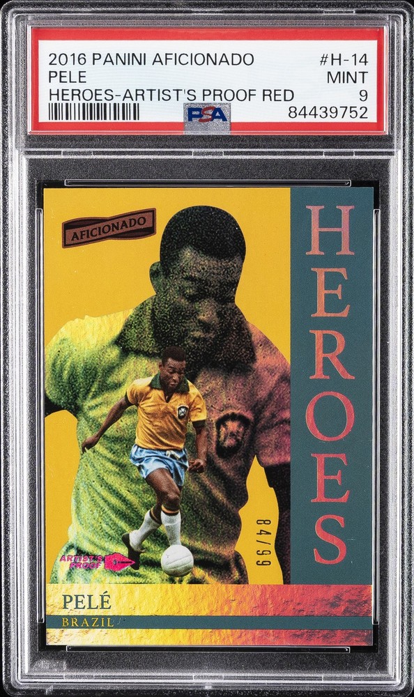 2016 PANINI AFICIONADO HEROES ARTIST'S PROOF RED #H-14 PELE 84/99 PSA 9